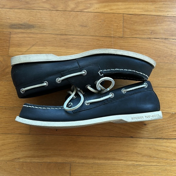 Black Leather Men's 9.5 Sperry Top Sider Shoes - Picture 4 of 7